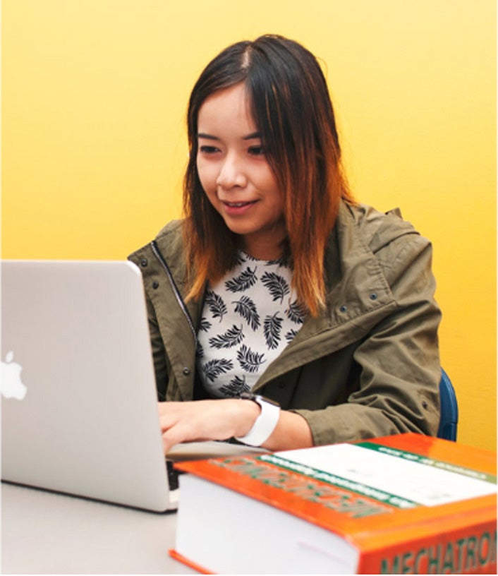 student woking on computer